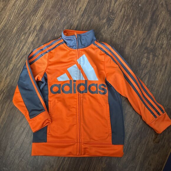Adidas Jacket Boys Toddler Size 7 Orange Full Zip Age 3-4 Youth Track Jacket - Picture 3 of 6